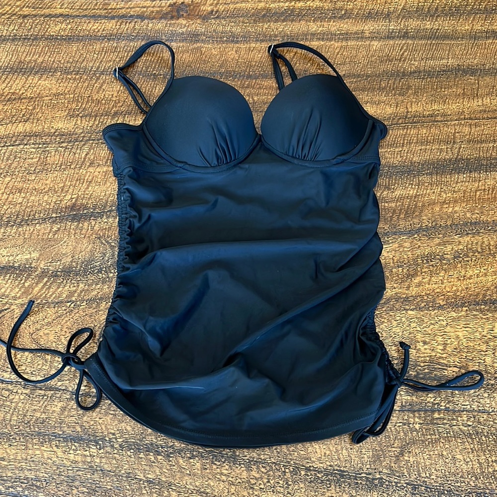 Black size medium swim tankini “Love Your Assests by Sara Blakey, Spanx”